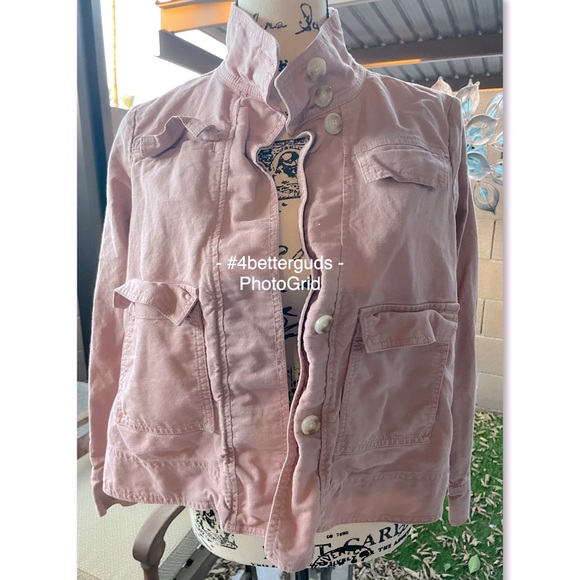 LOFT Dusty Rose Pink Petite Button Up / Down Utility Jacket Cotton & Linen XSP - Picture 8 of 16
